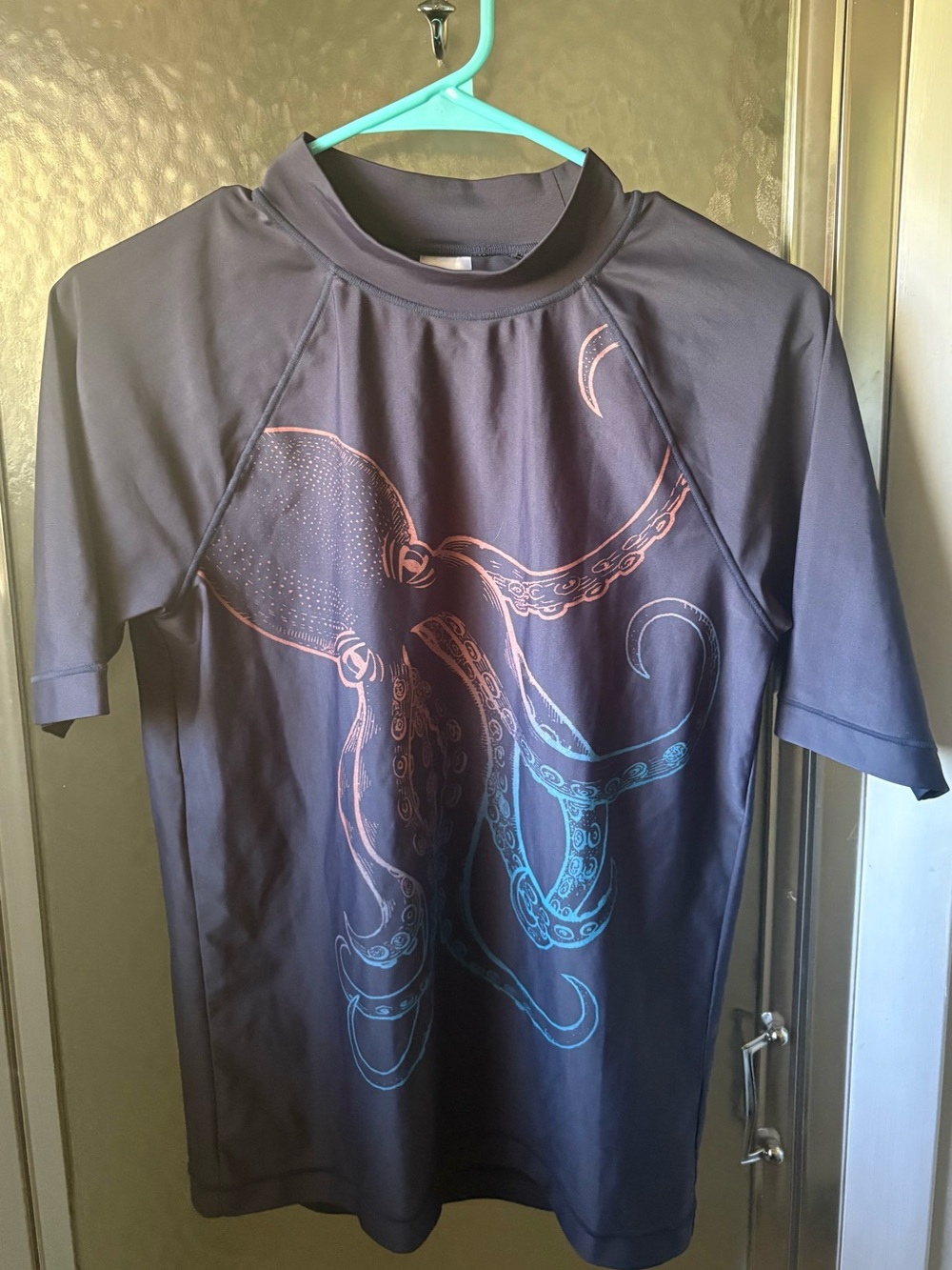 Cherokee Boys Black Rashguard with Orange and Teal Octopus Print